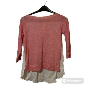 Pepito's  Womens Linen Tunic Blouse Sz Small Red Stripped Top